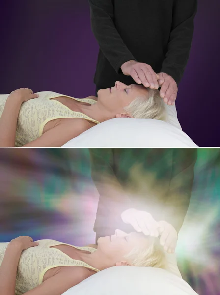 Healing session showing ethereal energy field