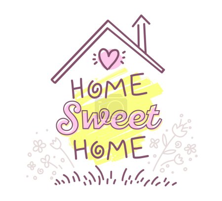 beautiful text home sweet home illustration with