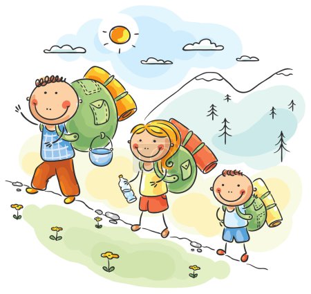 卡通家族在山里徒步旅行        加入收藏  下载小样图